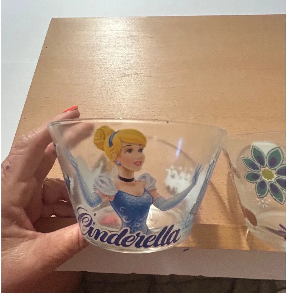 Disney Cinderella and Doc McStuffins Glass Bowls Set of 2 Clear Multicolor